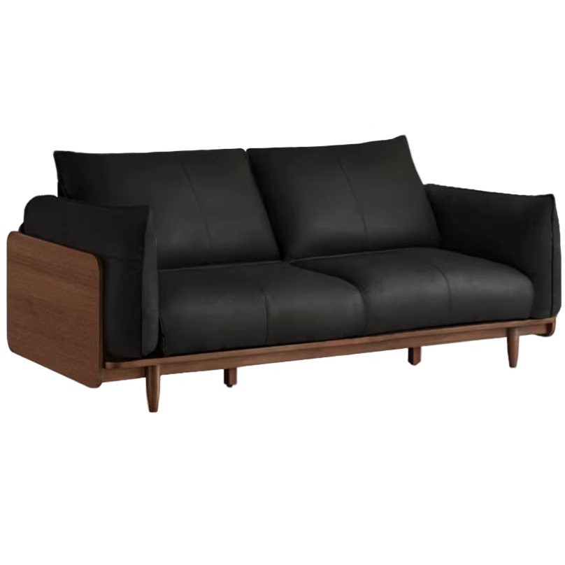 Black Walnut Solid Wood,Solid Sandalwood Genuine leather, fabric Sofa