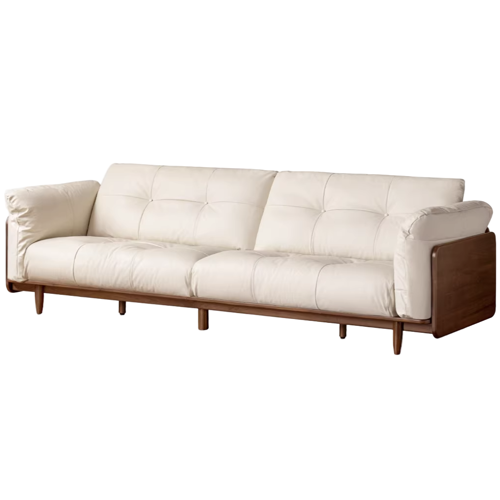 Black Walnut Solid Wood,Solid Sandalwood Genuine leather, fabric Sofa