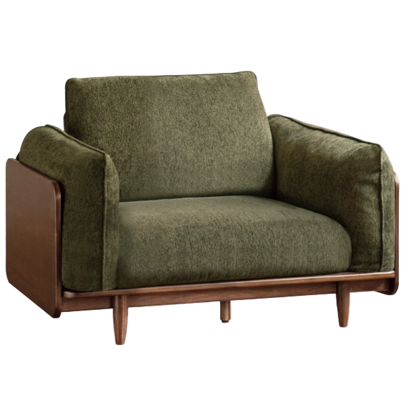 Black Walnut Solid Wood, Oak, Solid Sandalwood Genuine leather, fabric Sofa