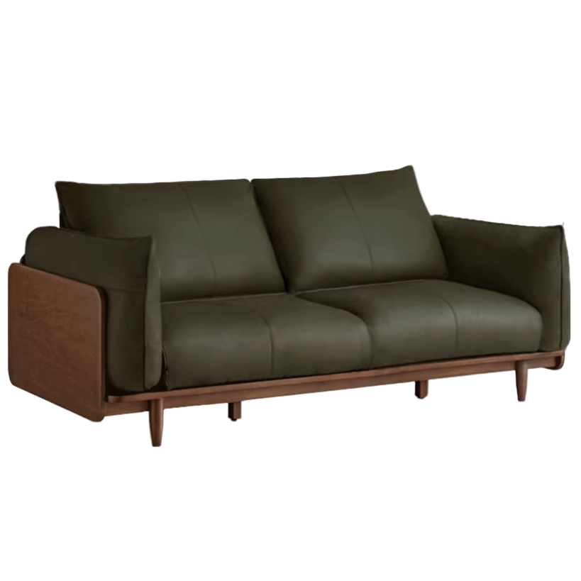 Black Walnut Solid Wood,Solid Sandalwood Genuine leather, fabric Sofa