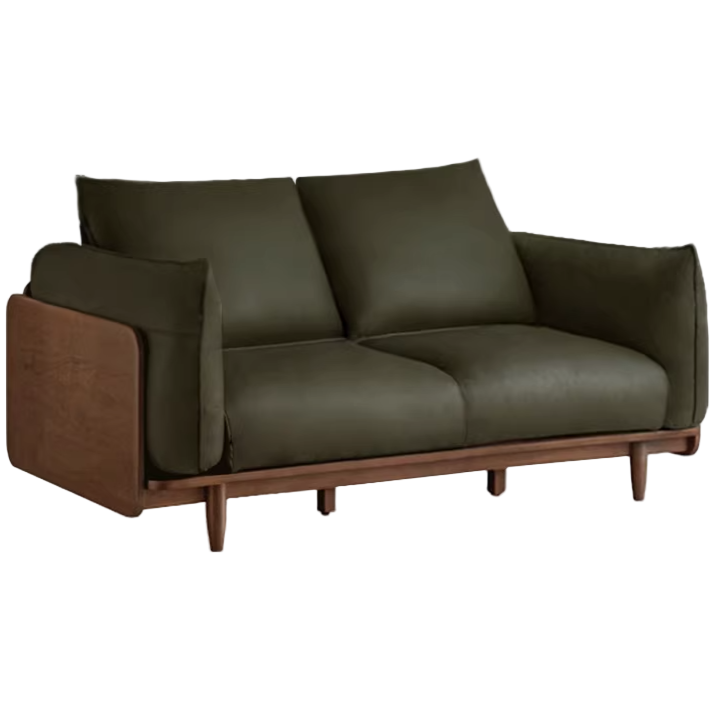 Black Walnut Solid Wood,Solid Sandalwood Genuine leather, fabric Sofa