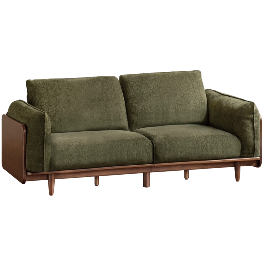 Black Walnut Solid Wood,Solid Sandalwood Genuine leather, fabric Sofa