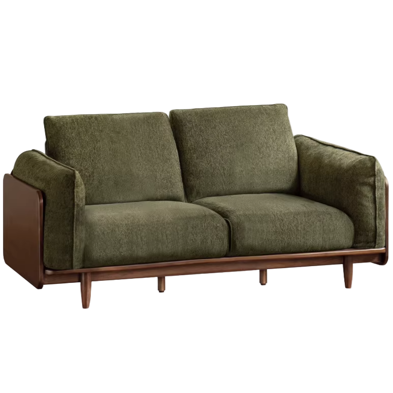 Black Walnut Solid Wood,Solid Sandalwood Genuine leather, fabric Sofa