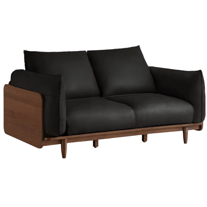 Black Walnut Solid Wood,Solid Sandalwood Genuine leather, fabric Sofa