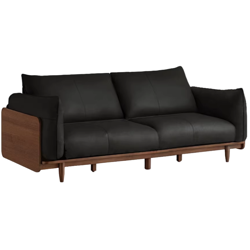 Black Walnut Solid Wood,Solid Sandalwood Genuine leather, fabric Sofa
