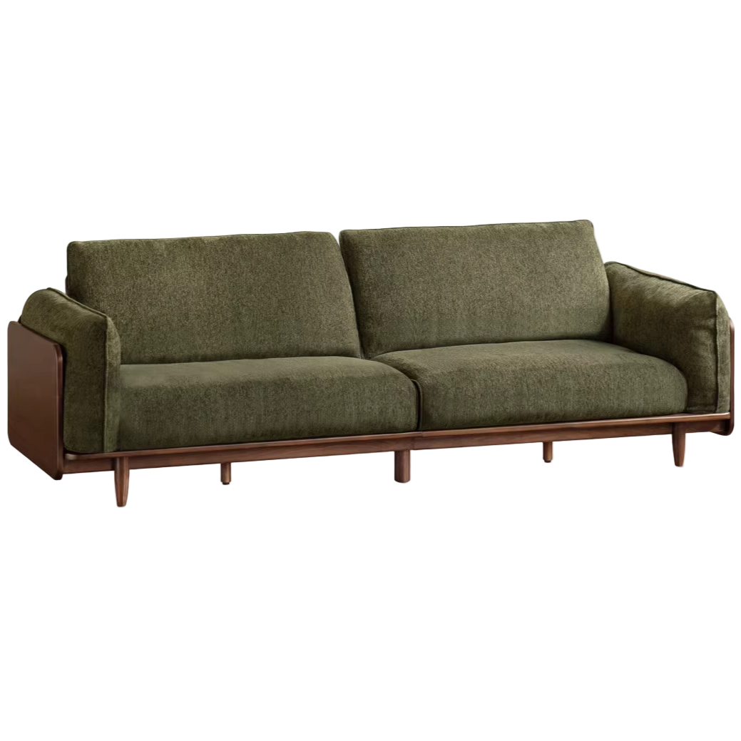 Black Walnut Solid Wood,Solid Sandalwood Genuine leather, fabric Sofa