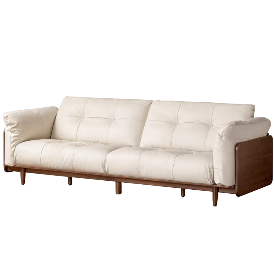 Black Walnut Solid Wood,Solid Sandalwood Genuine leather, fabric Sofa