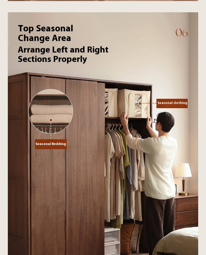 Sandalwood Solid Wood Modern Sliding Door Wardrobe.