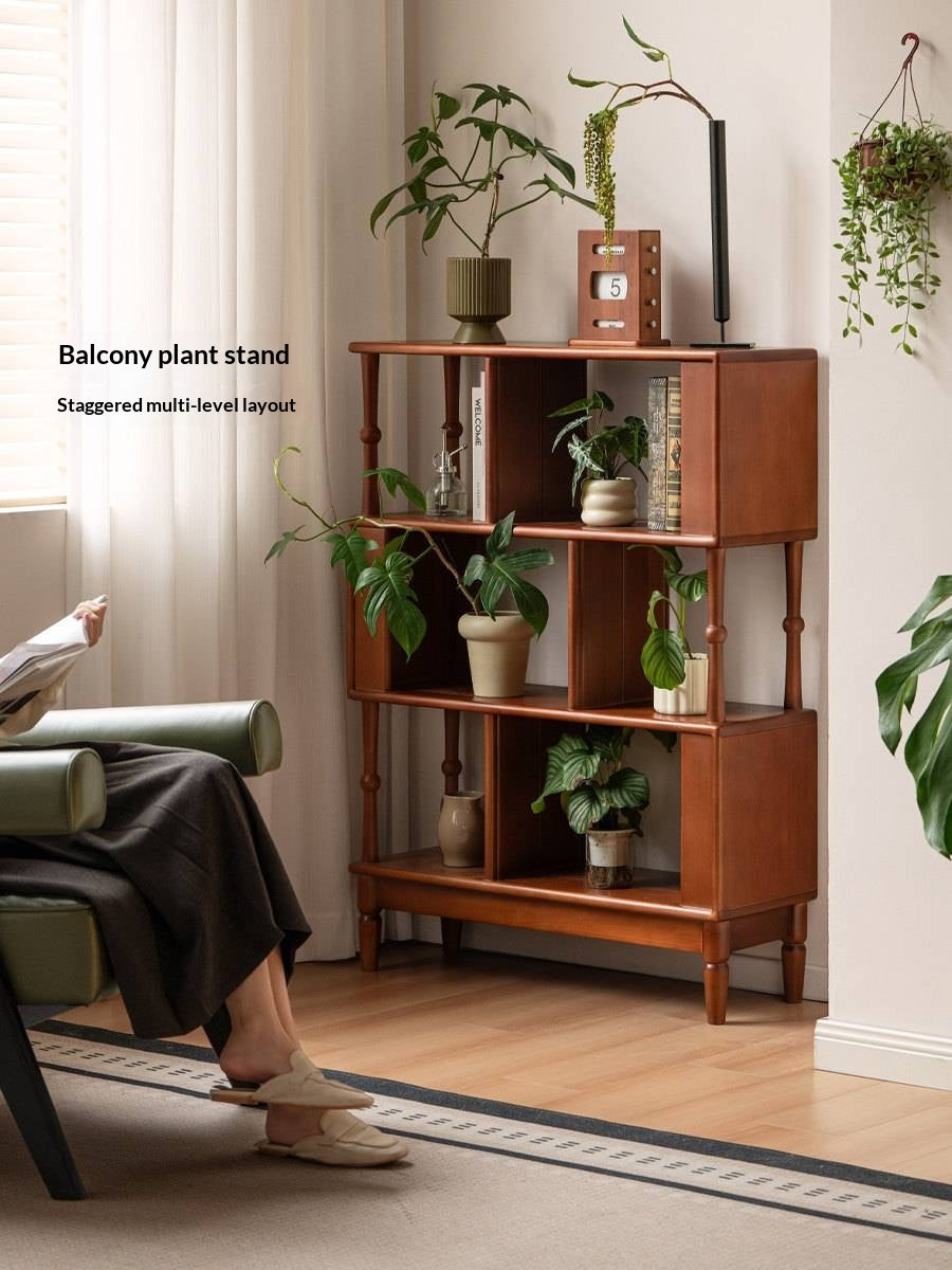 Poplar Solid Wood French Retro Bookshelf with Display Shelf