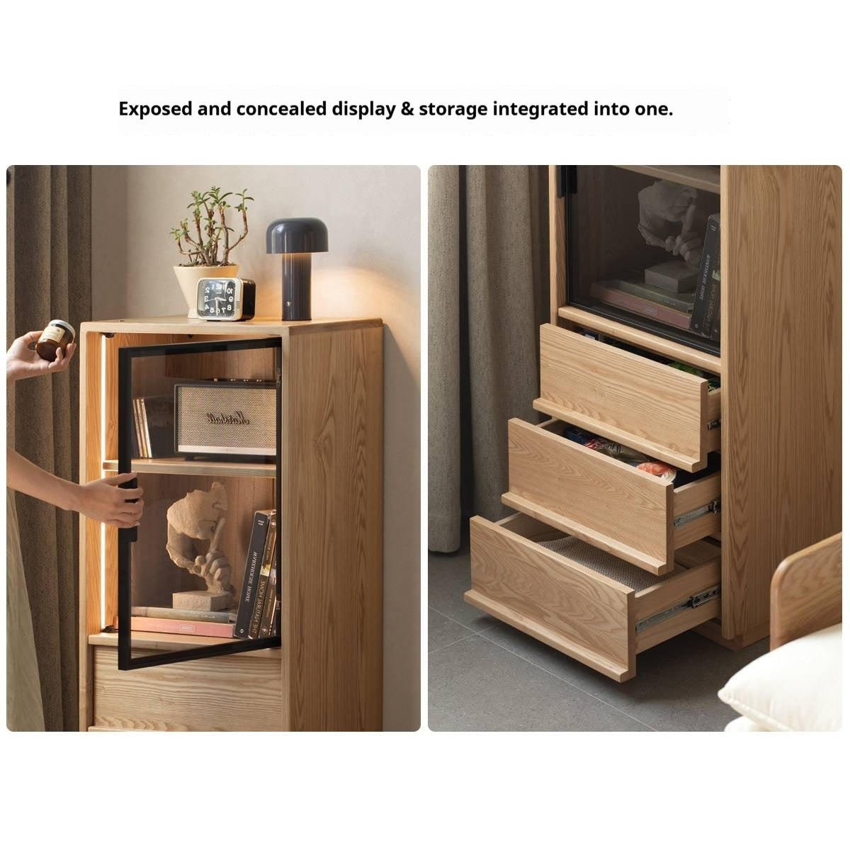 Ash, Oak Solid Wood Modern Side Cabinet