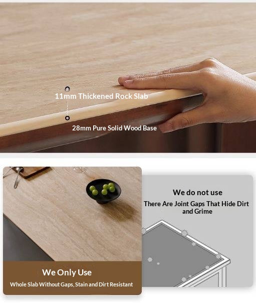 Black Walnut Solid Wood Light Luxury Style Rock Plate Dining Table