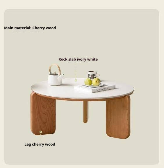 Cherry Solid Wood Round Coffee Table, Side Table