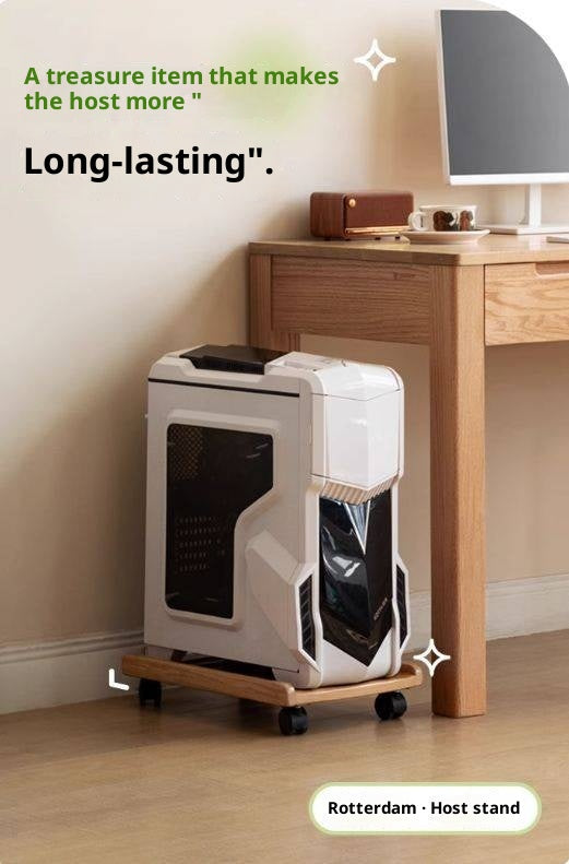 Solid RubberWood, Oak Solid Wood Mobile Computer Host Base Tray