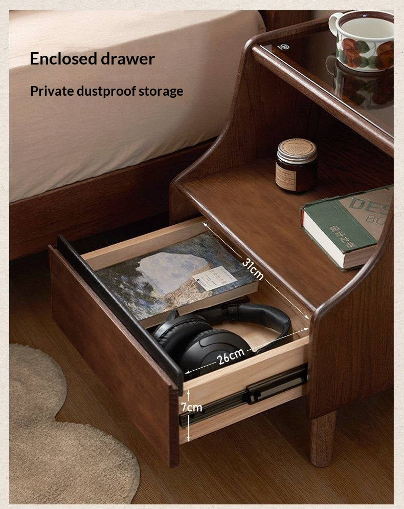 Oak Solid Wood, Solid Rubberwood Nightstand