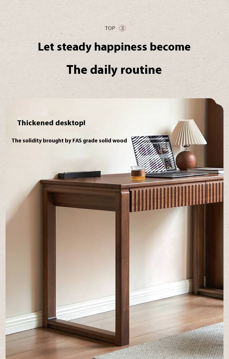 Black Walnut Solid Wood, Solid RubberWood Computer Desk