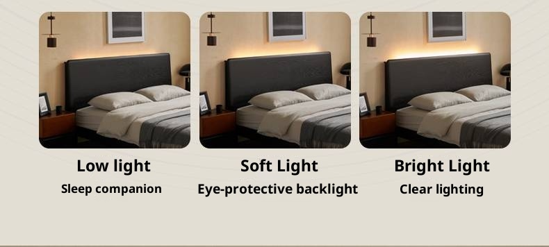 Ash Solid Wood Luminous Bed Modern Minimalist