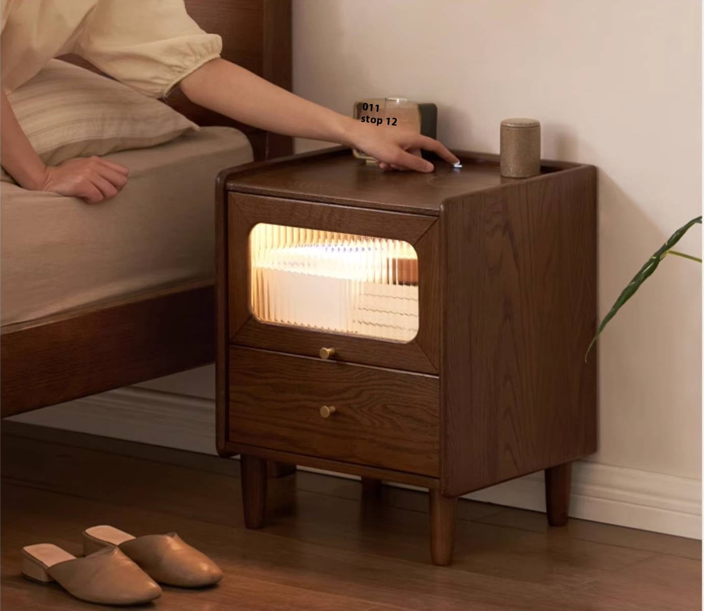 Solid Longan Hardwood, Oak Solid Wood Modern Style Nightstand