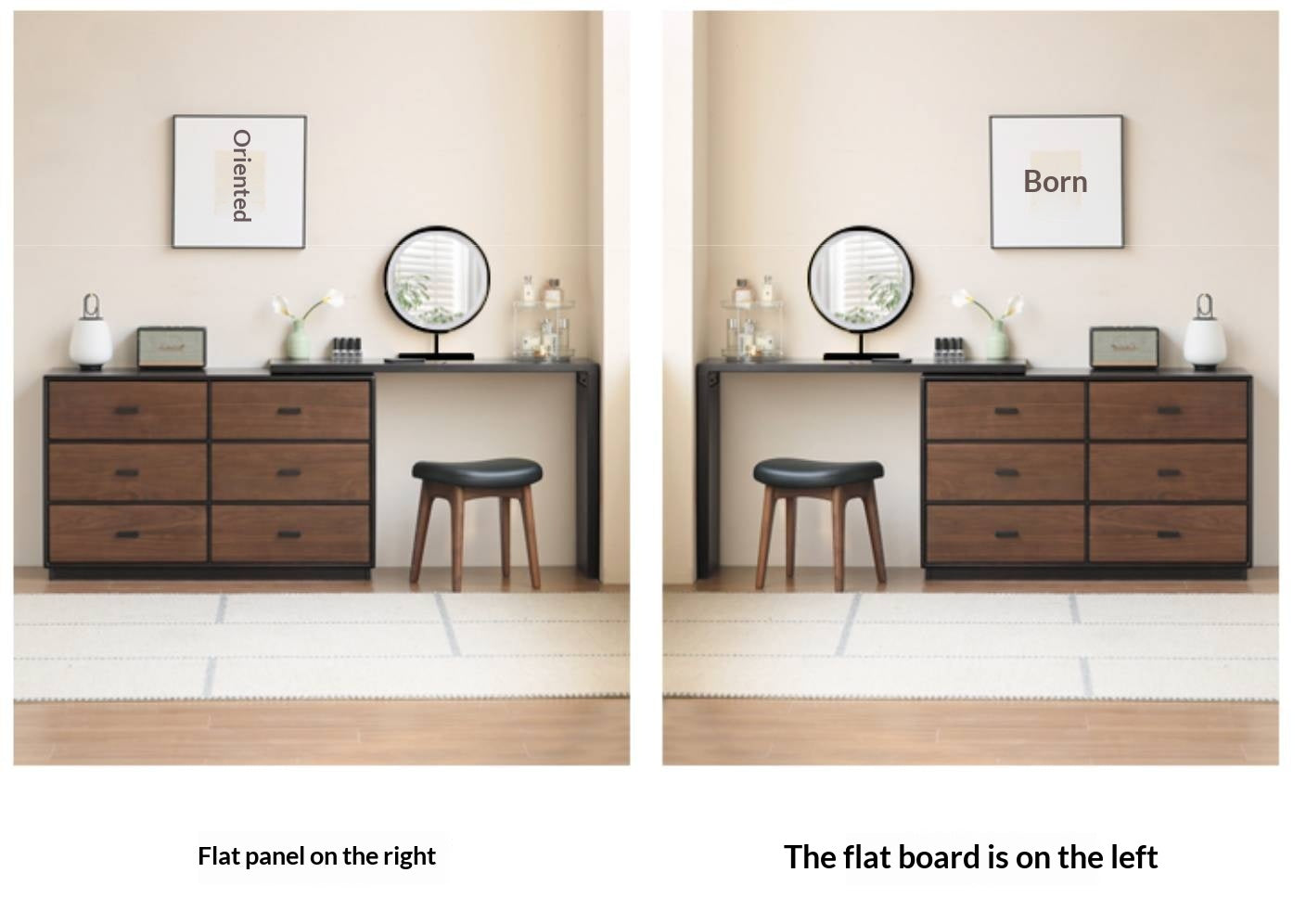 Black Walnut Solid Wood Italian Light Luxury Vanity Table.