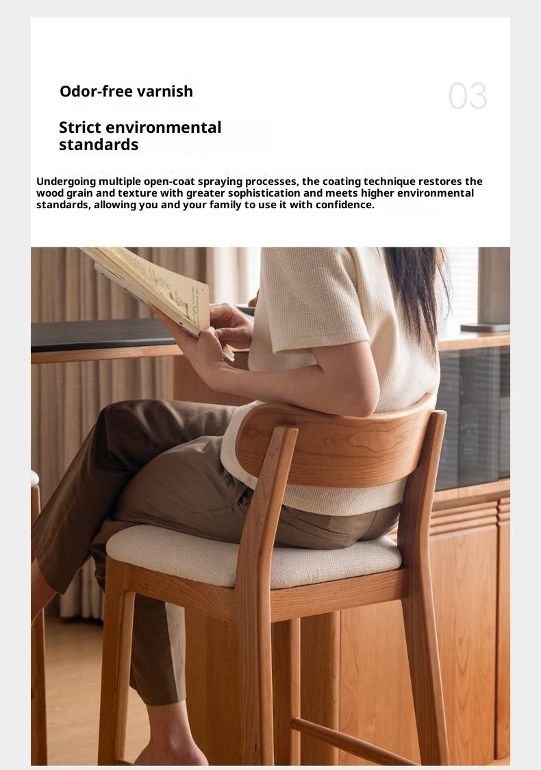 Set 3 pcs Cherry, Ash Solid Wood Modern Bar Stool