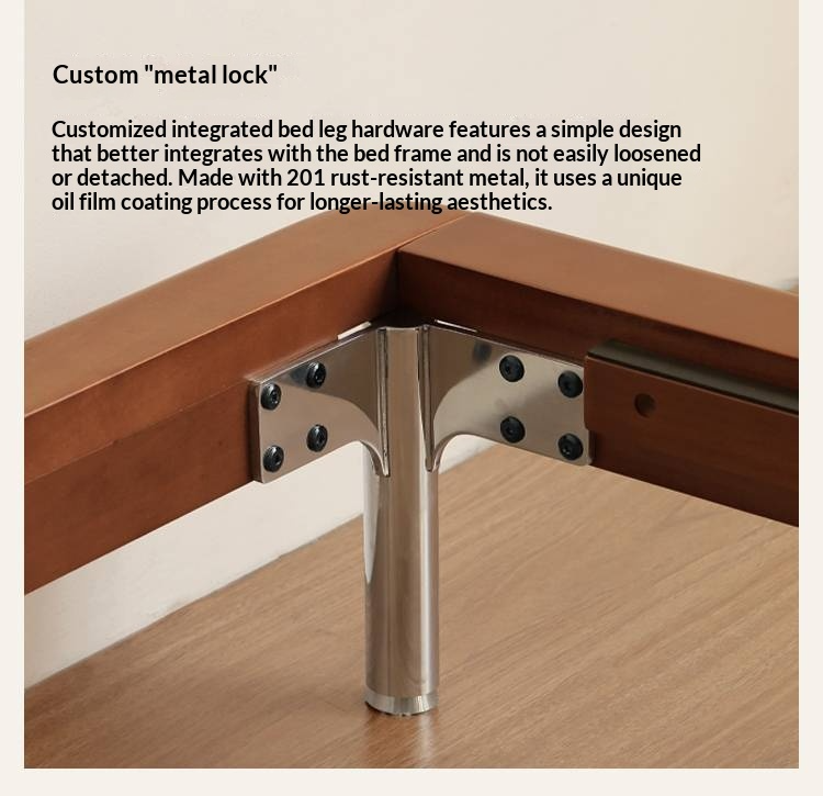 Poplar Solid Wood Platform Bed — No Headboard, Vintage Bauhaus Edge Style