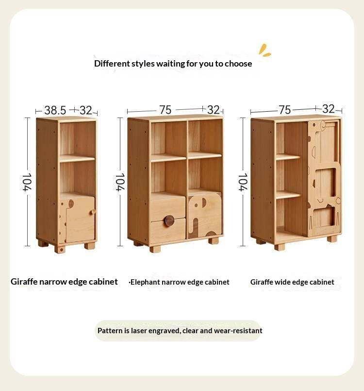 Oak Solid Wood Multi-Layer Children's Bookcase