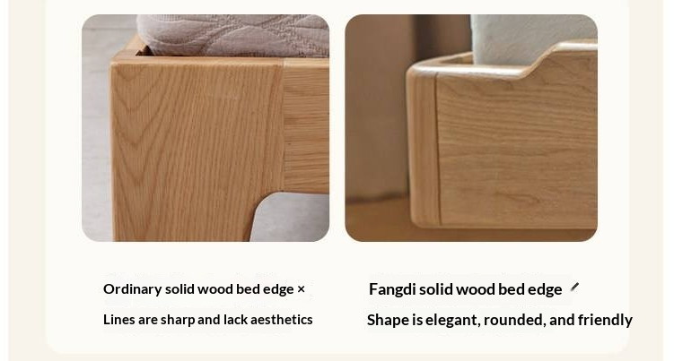 Ash Solid Wood Floating Bed — Large Slab, Simple Modern Design