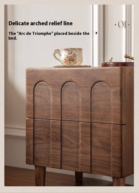 Black Walnut, Poplar, Sandalwood Solid Wood Modern Simple Nightstand.