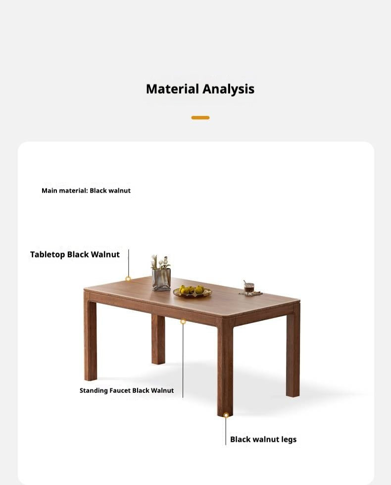 Black Walnut, Ash, Red Oak, Sandalwood Solid Wood Large Dining Table