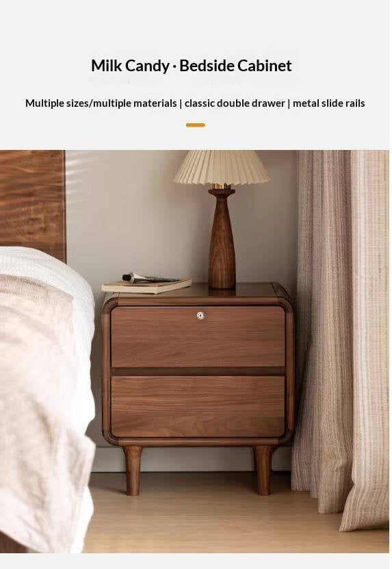 Black Walnut Solid Wood, Sandalwood Lockable Nightstand