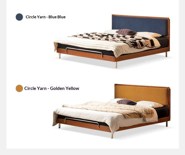 Poplar Solid Wood Bauhaus Style Soft with Adjustable Headboard Double Bed