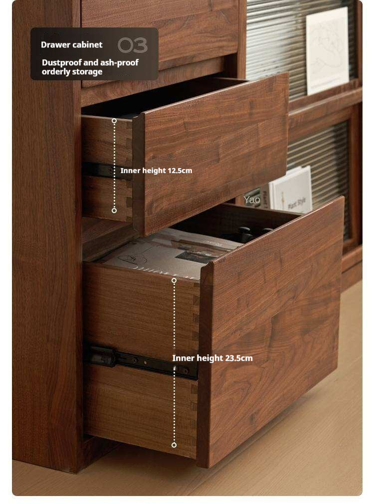 South American Walnut, Black Walnut, Oak Solid Wood, Solid RubberWood Low Bookshelf Combination Floor-Standing Cabinet