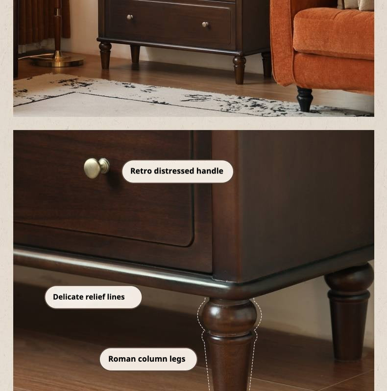 Poplar, Black Walnut Solid Wood American Retro Bookcase.