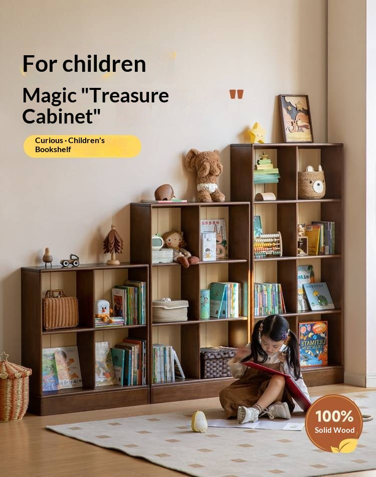 Solid Rubberwood Retro Style Children's Bookcase