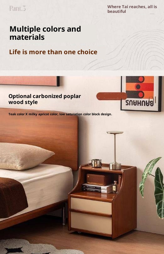 Black Walnut Solid Wood Italian Light Luxury Nightstand