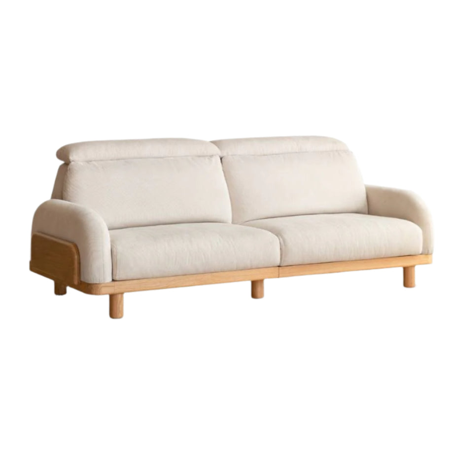 Oak Solid Wood Modern Casual High-Back White Fabric sofa