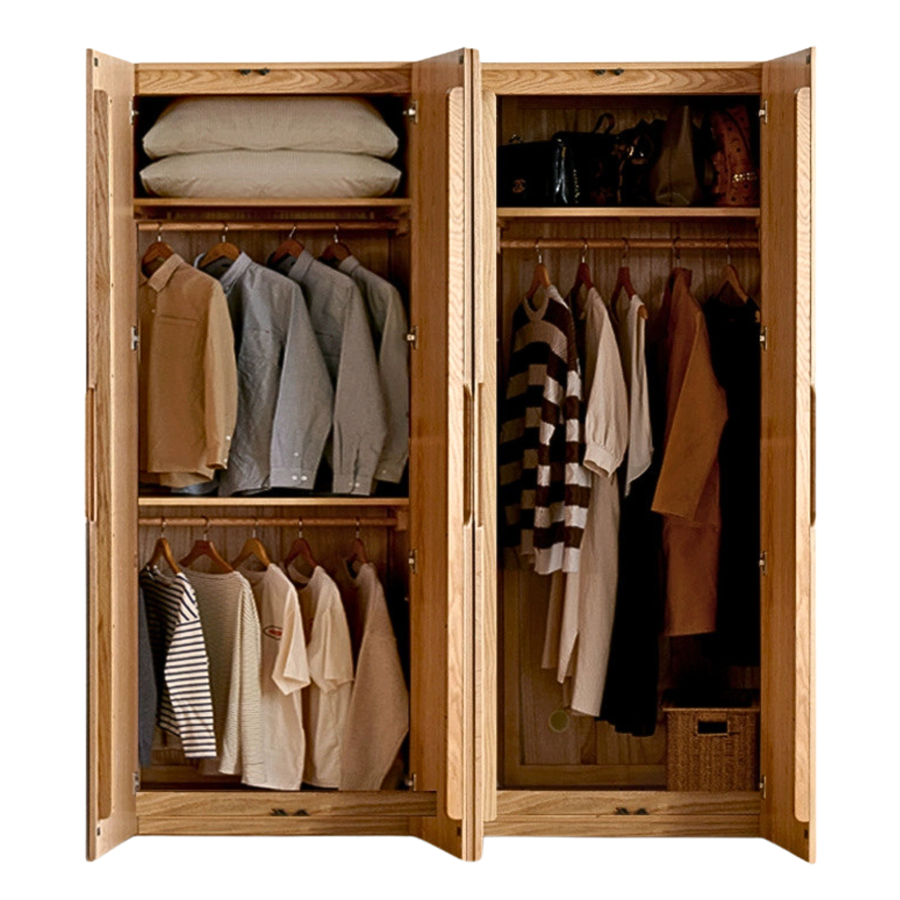 Oak Solid Wood Nordic Wardrobe.