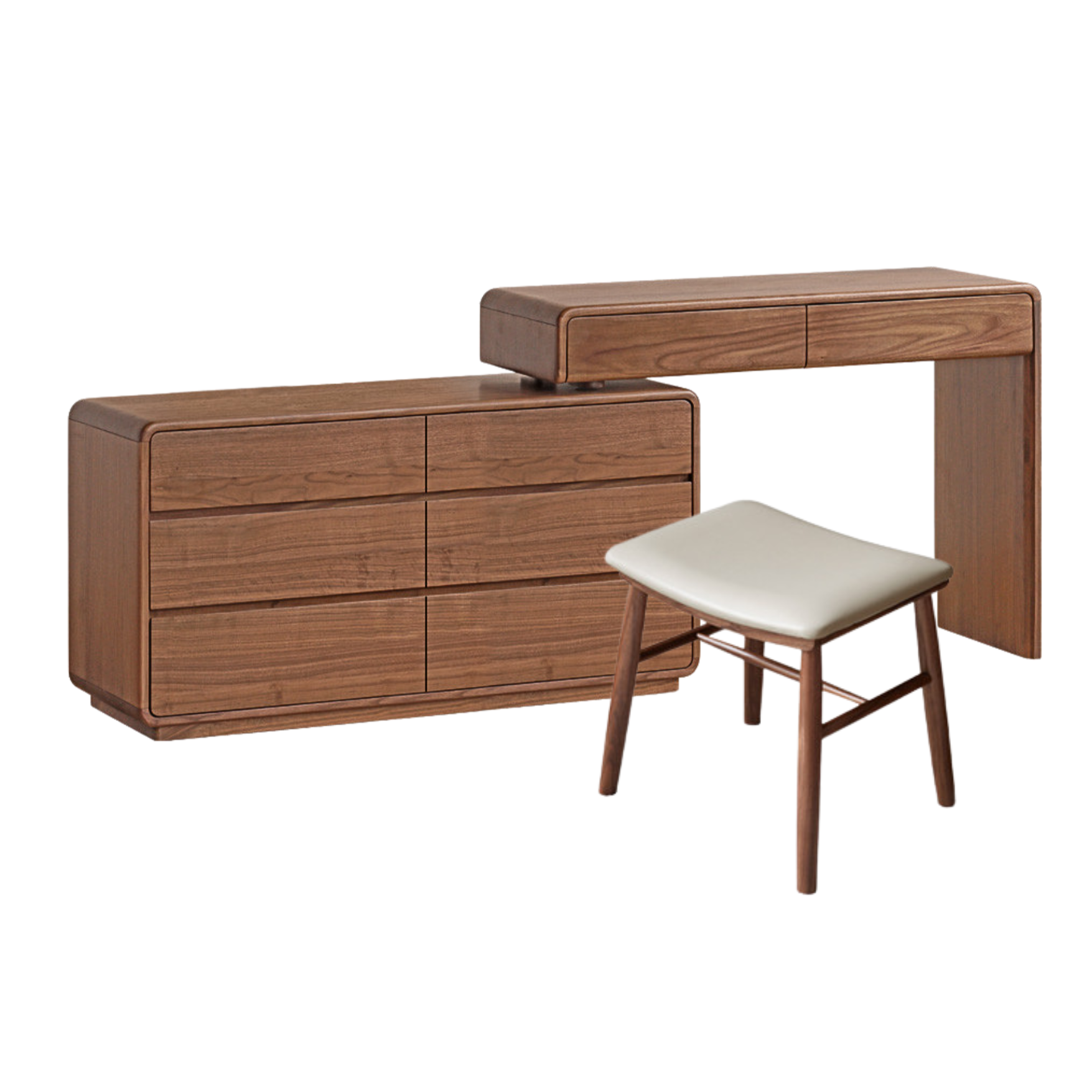 Black Walnut, Sandalwood Solid Wood Dressing Table Chest Of Drawers.