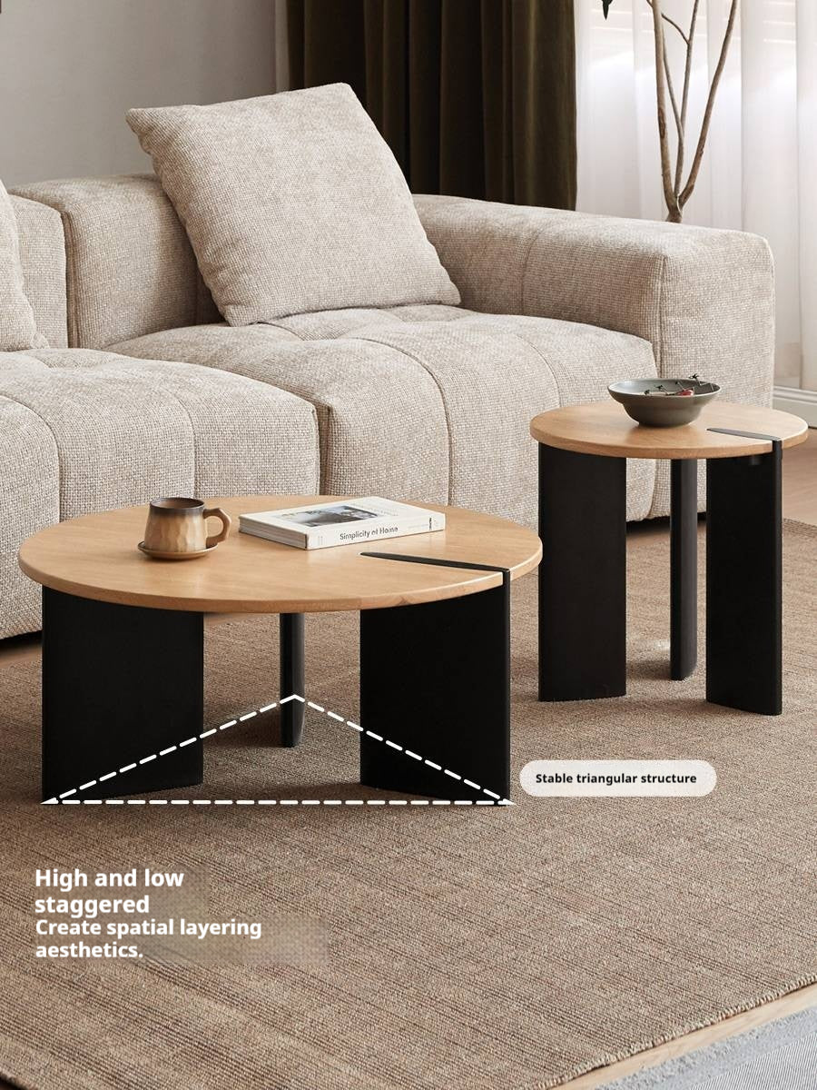 Oak Solid Wood Wabi-Sabi Style Creative Round Coffee Table