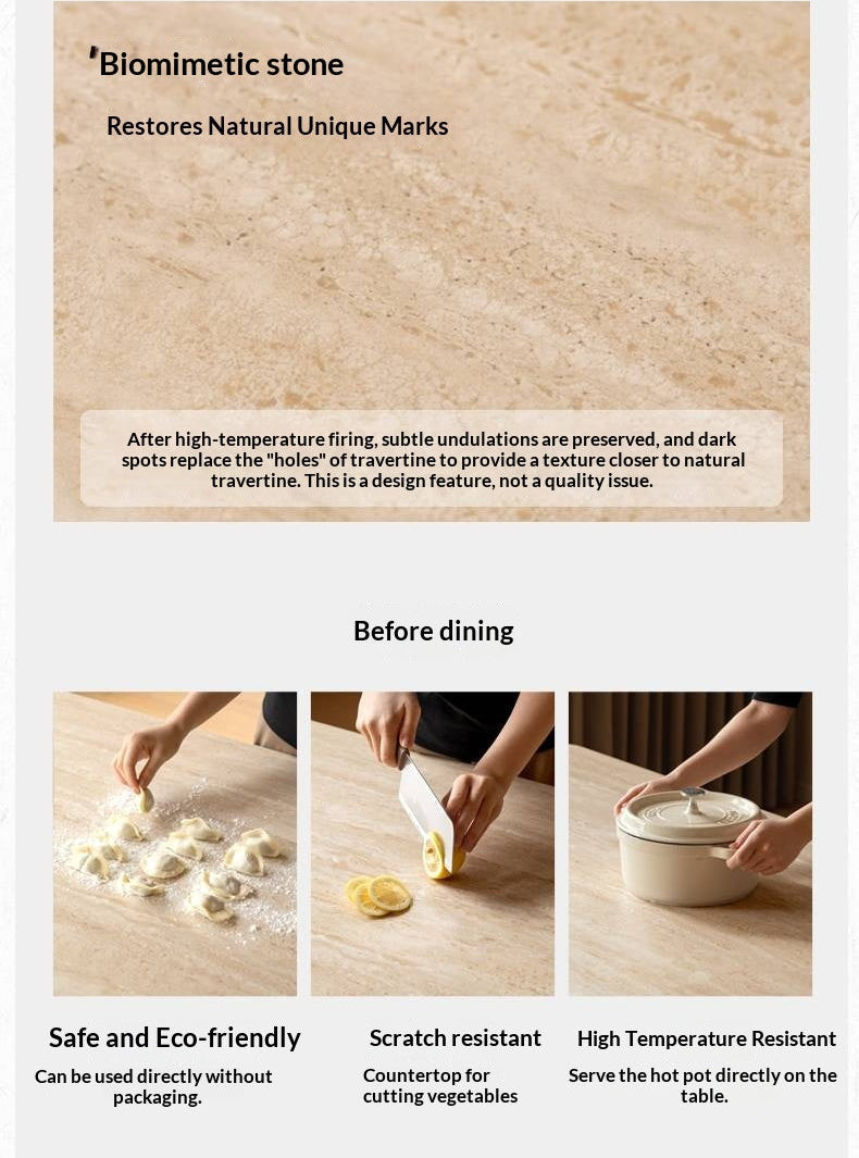 Oak Solid Wood Modern Cave Stone Rock Plate Dining Table