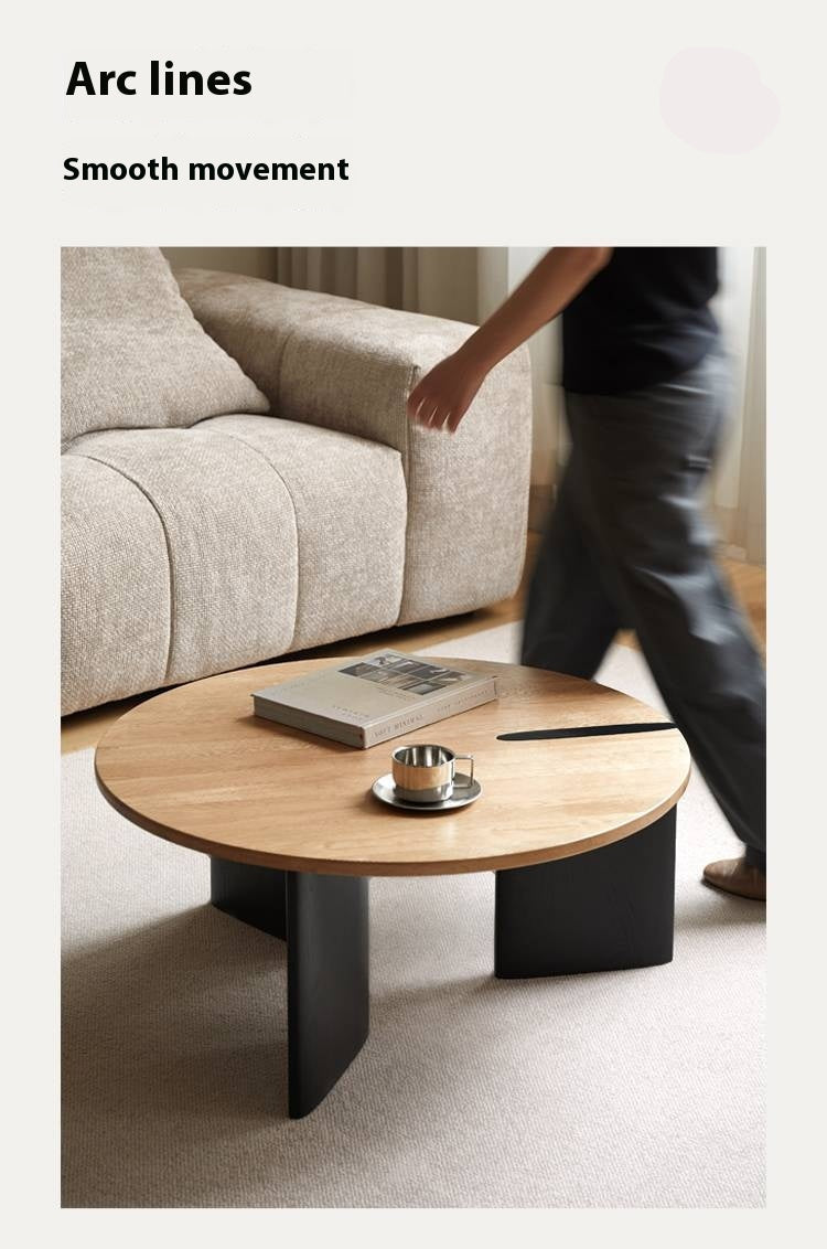 Oak Solid Wood Wabi-Sabi Style Creative Round Coffee Table