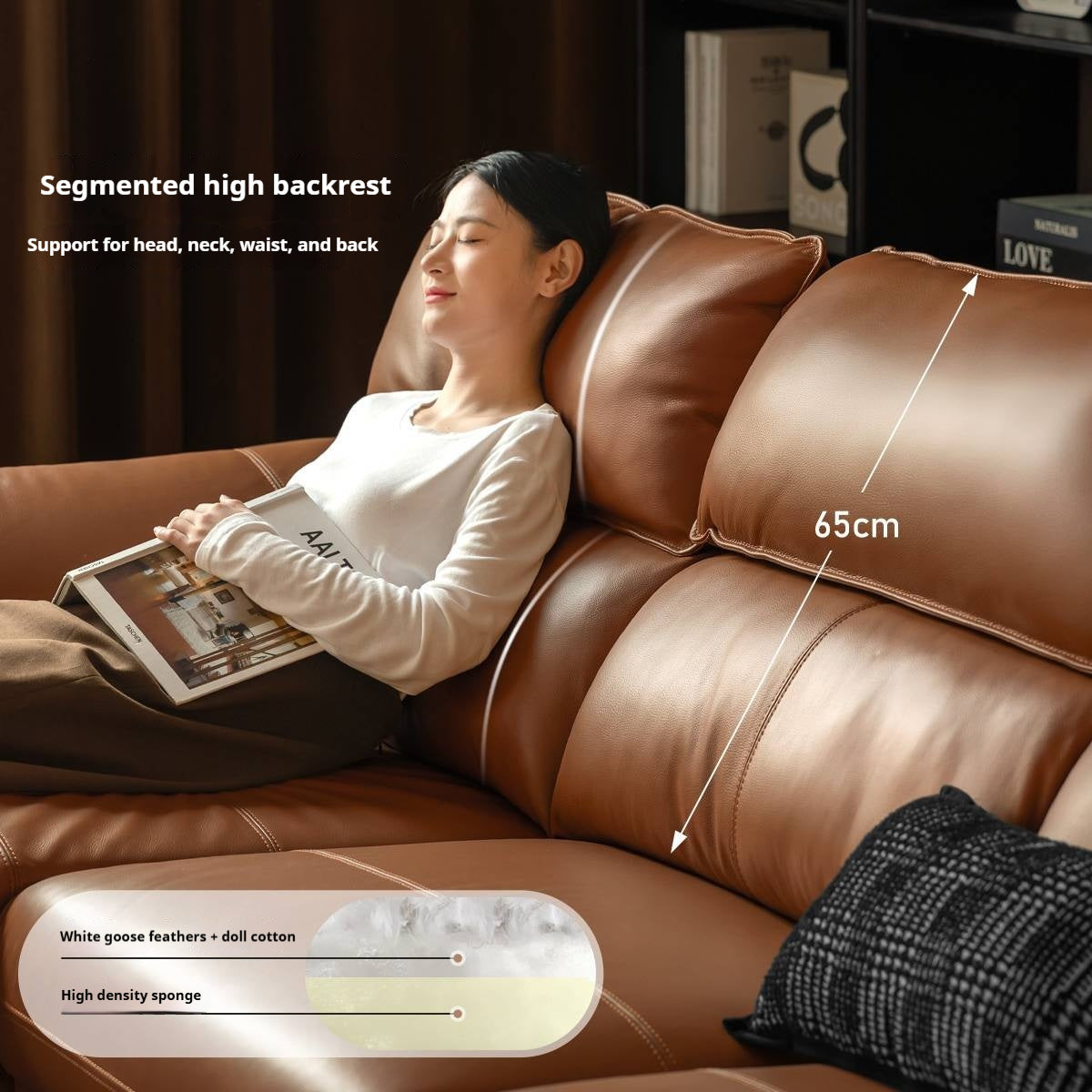 Genuine Leather Italian Minimalist Sectional Sofa – First-Layer Cowhide Corner Sofa with Chaise Lounge