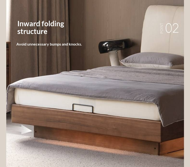 Black Walnut Solid Wood Italian Luxury Leather Bed