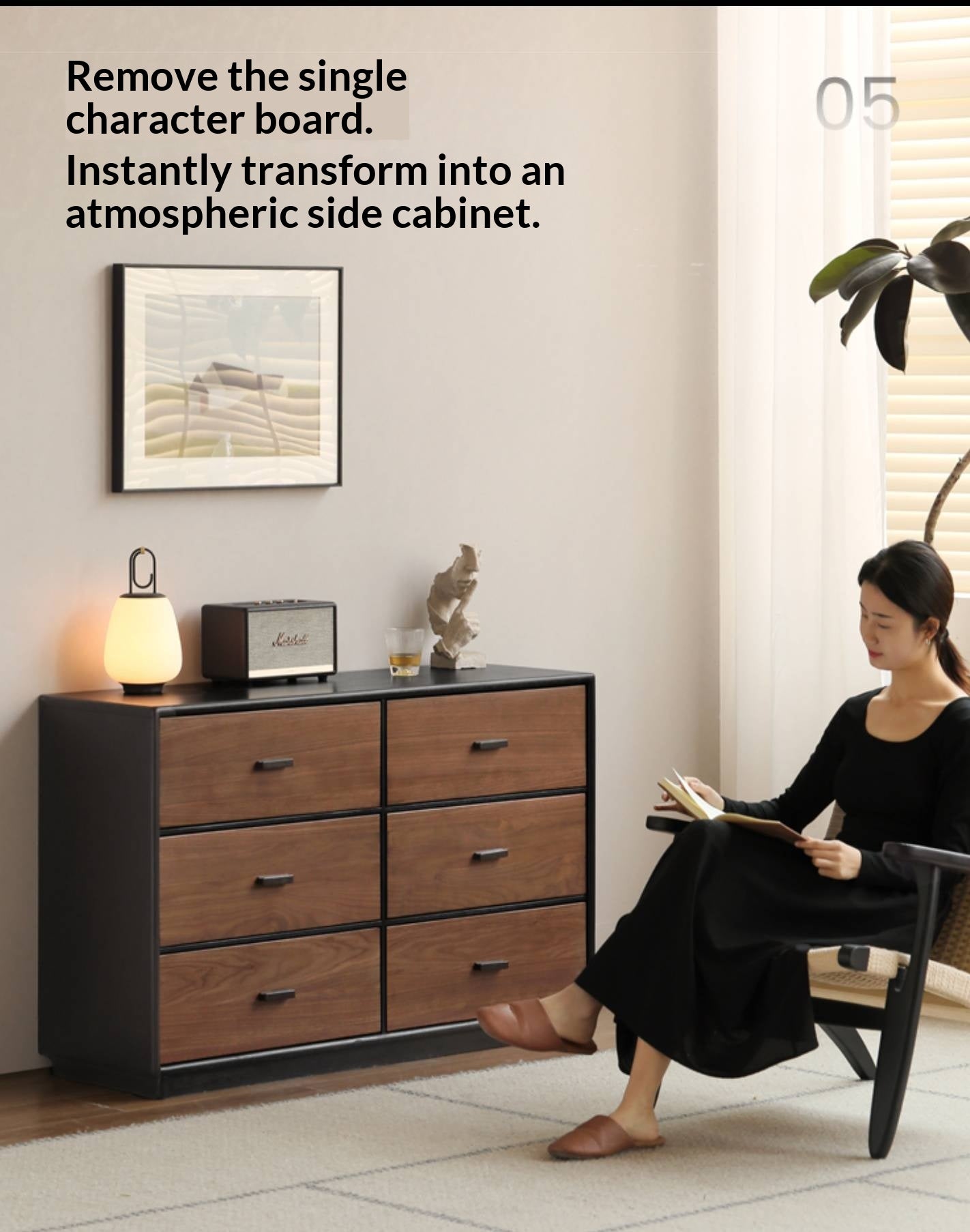 Black Walnut Solid Wood Italian Light Luxury Vanity Table.