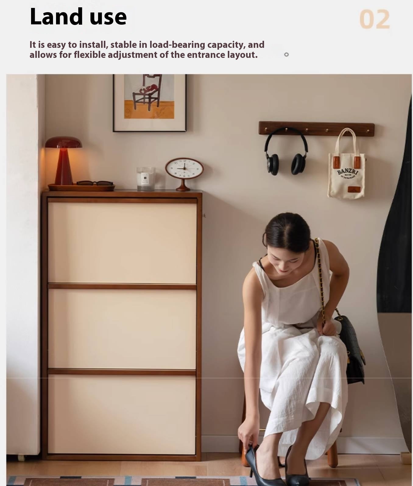 Poplar Solid Wood Middle Ages Style Shoe Cabinet