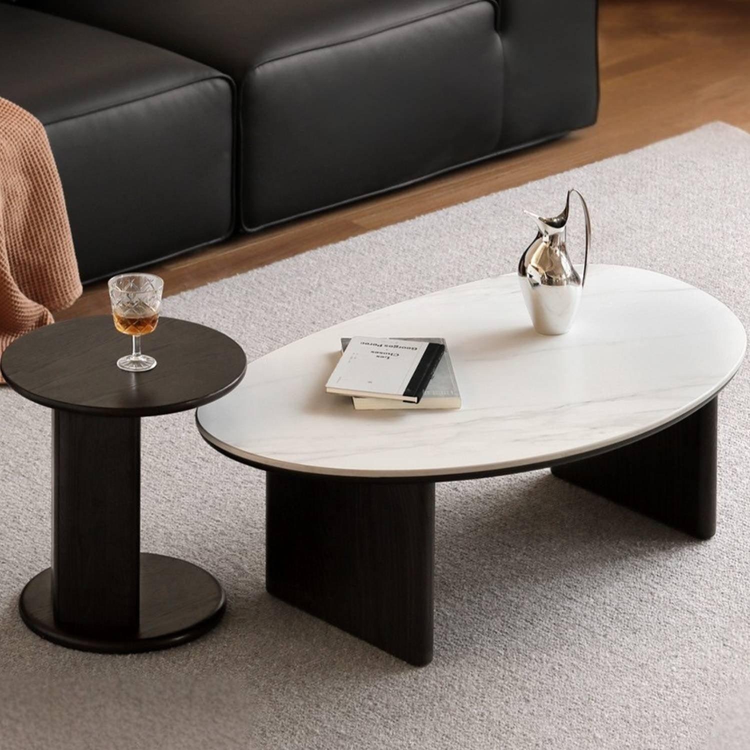 Oak, Ash Solid Wood Rock Slab Coffee Table Combination