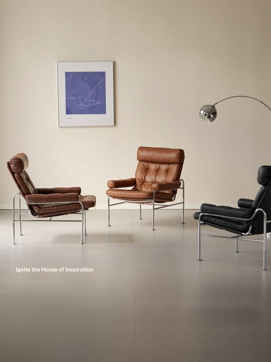 Bauhaus Style Lounge Chair, Mid-Century Accent Chair with Cushioned Back and Armrests