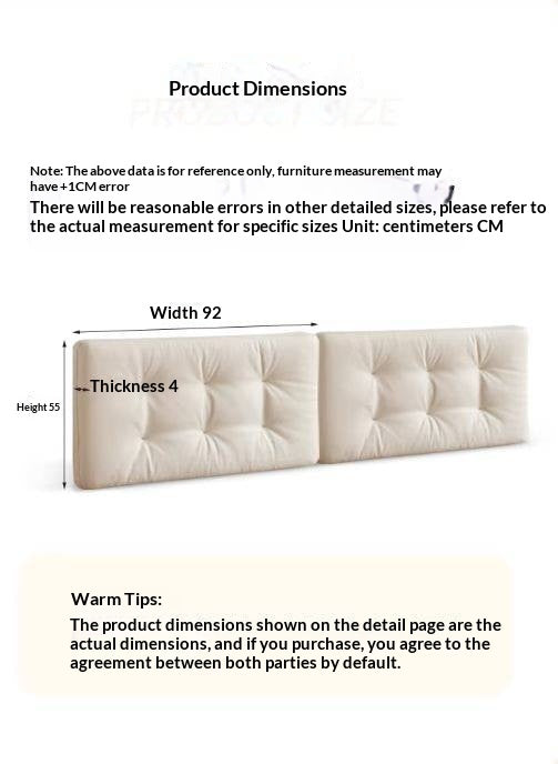 Headboard Backrest Cushion with Creamy White Leather