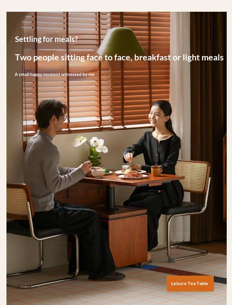 Tulipwood Solid Wood Lifting Coffee Table with Folding Square Top