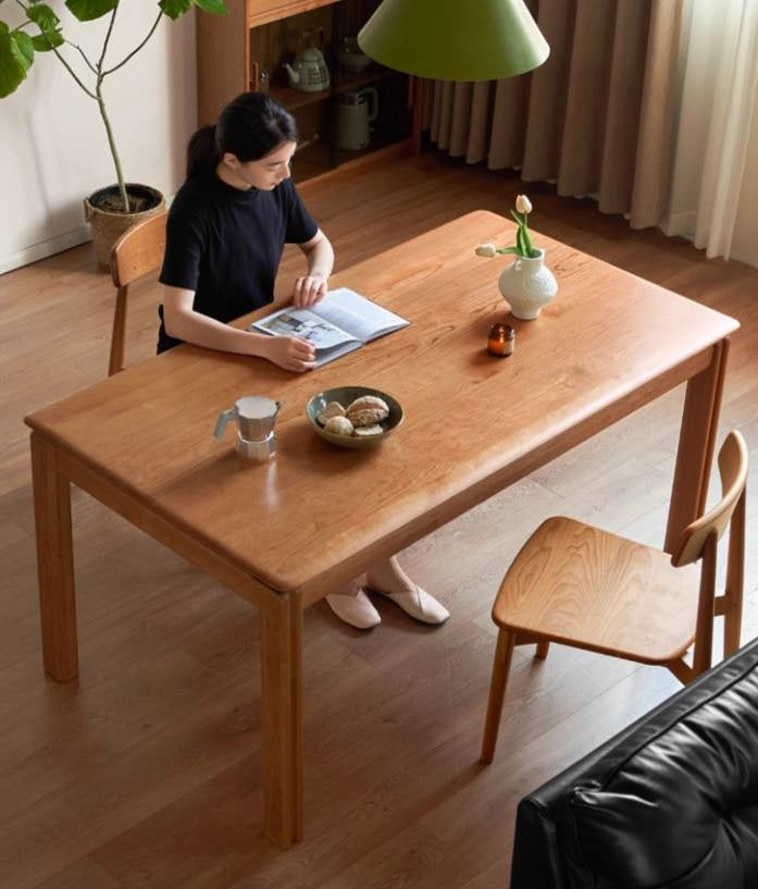 Cherry Solid Wood Vintage Style Dining Table