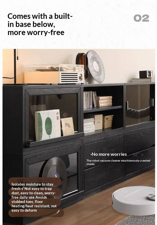 Oak Solid Wood TV Stand Combination Bookcase